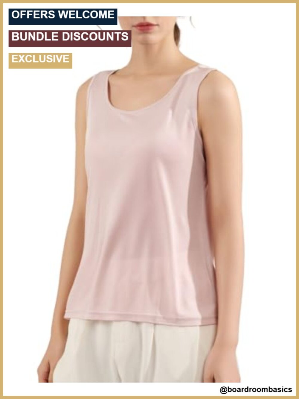 100% Mulberry Silk Camisole Knitted Tank Top Scoop Neck Sleeveless Cami